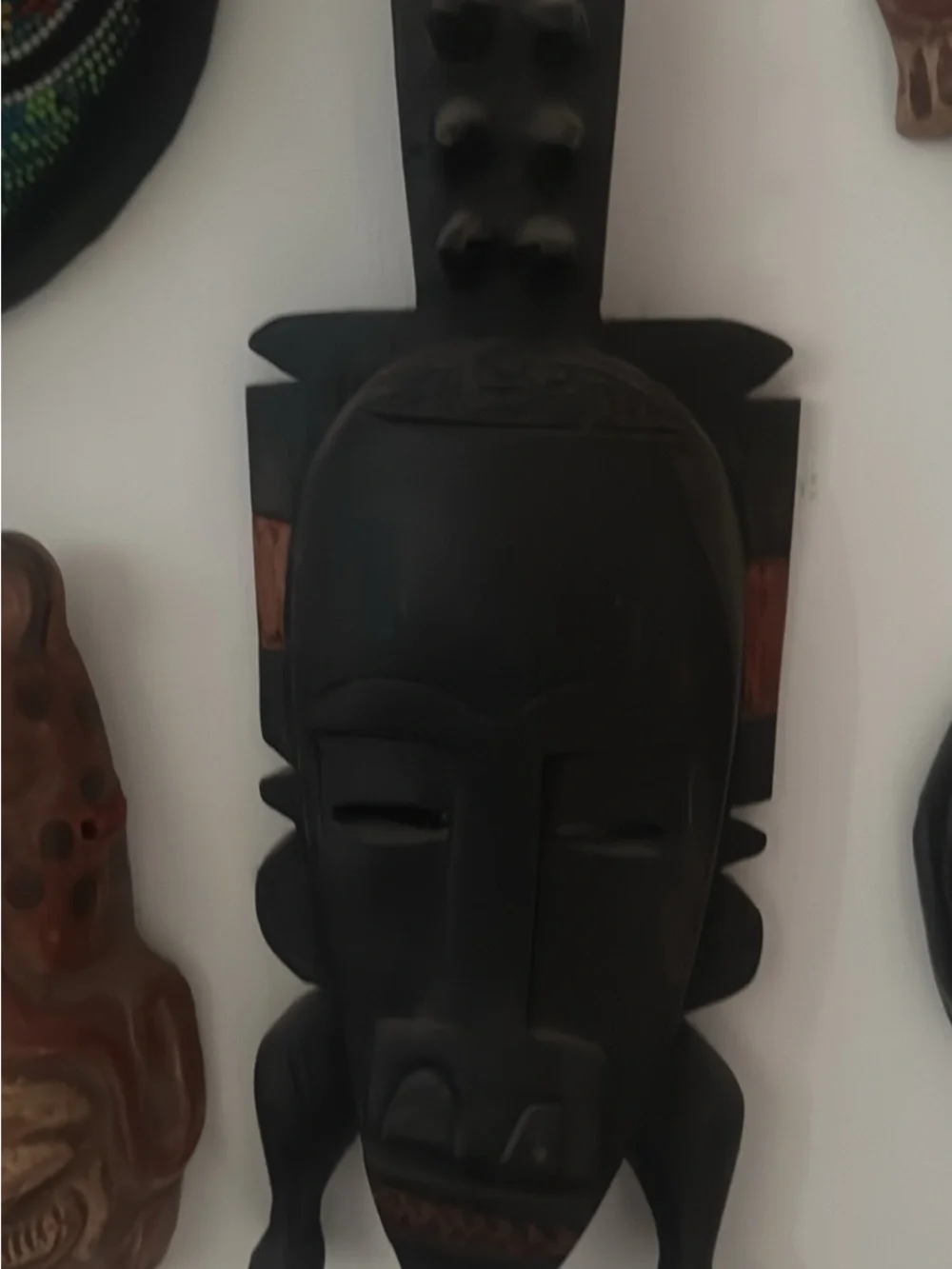 Decorative Tribal Wall Mask Set - Brown & Black